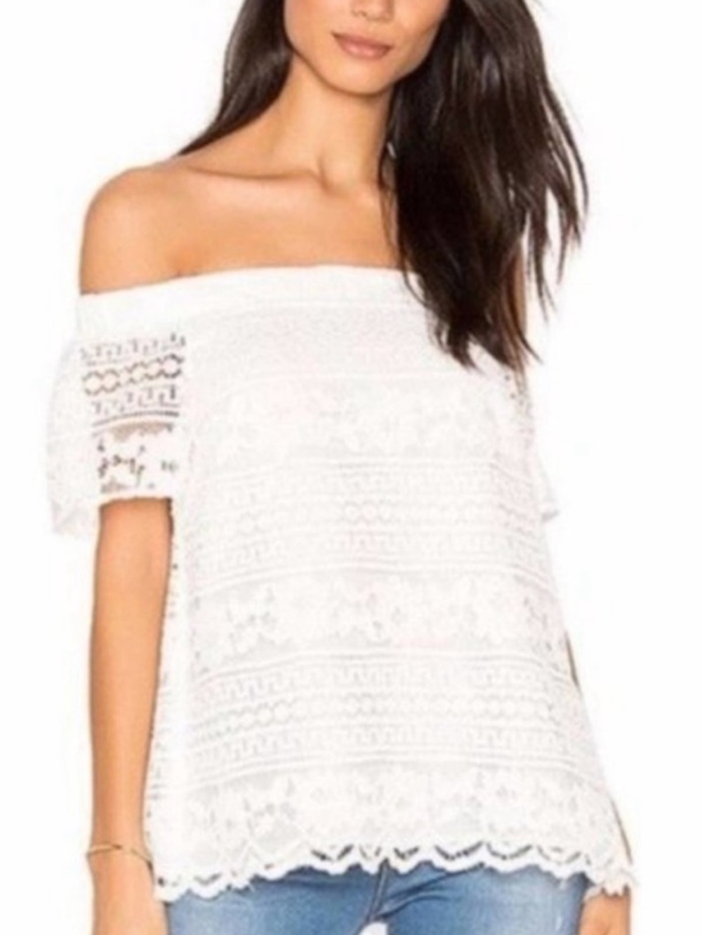 1. State White Off-Shoulder Lace Top!! XS